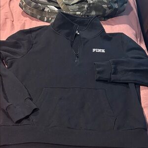 PINK Victoria's Secret Black Zip Pullover